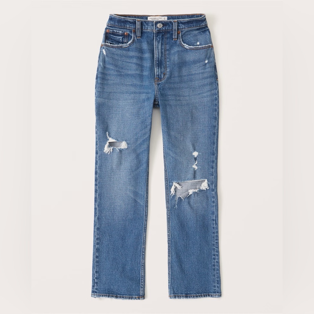 Abercrombie & Fitch Curve Love Ultra High Rise Ankle Straight Jeans